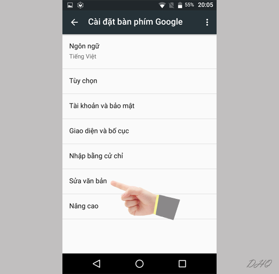 Chọn sửa văn bản
